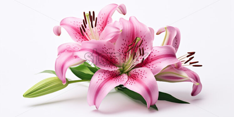 Beautiful lily flowers on white background - Starpik Stock