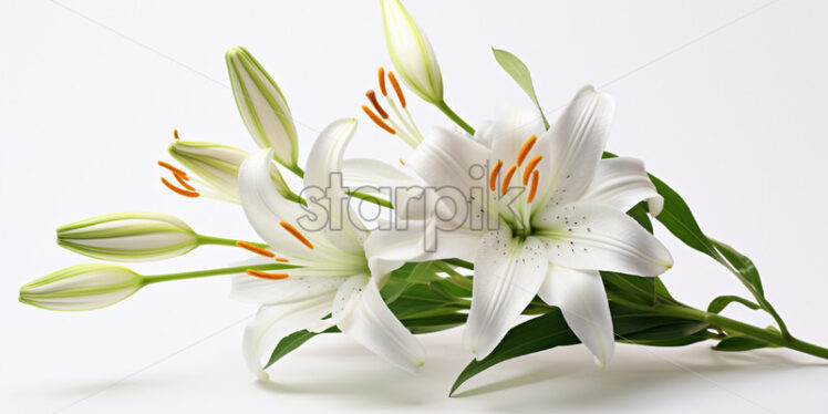 Beautiful lily flowers on white background - Starpik Stock