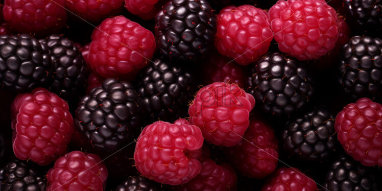 Blackberries and raspberries in a background - Starpik Stock