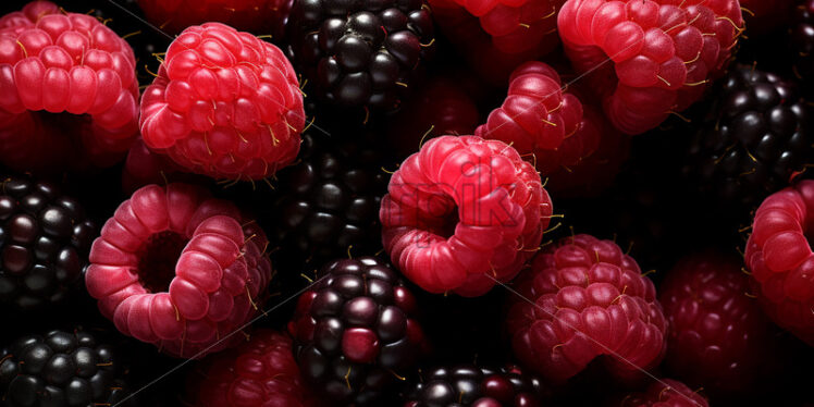 Blackberries and raspberries in a background - Starpik Stock