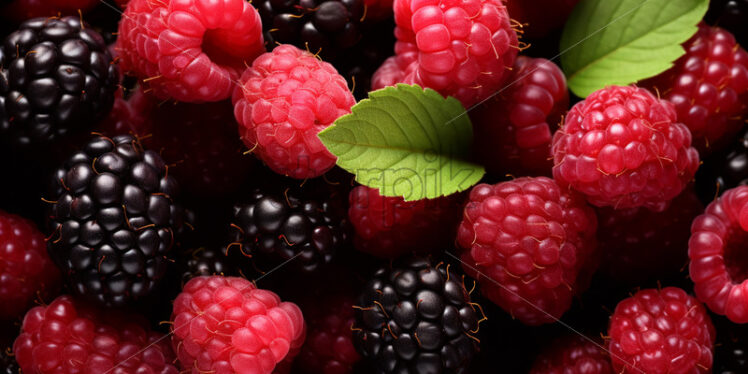 Blackberries and raspberries in a background - Starpik Stock