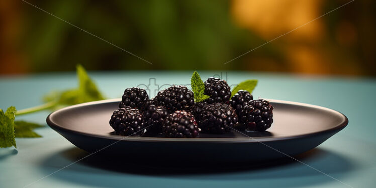 Blackberries on a ceramic plate - Starpik Stock