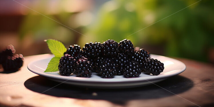 Blackberries on a ceramic plate - Starpik Stock