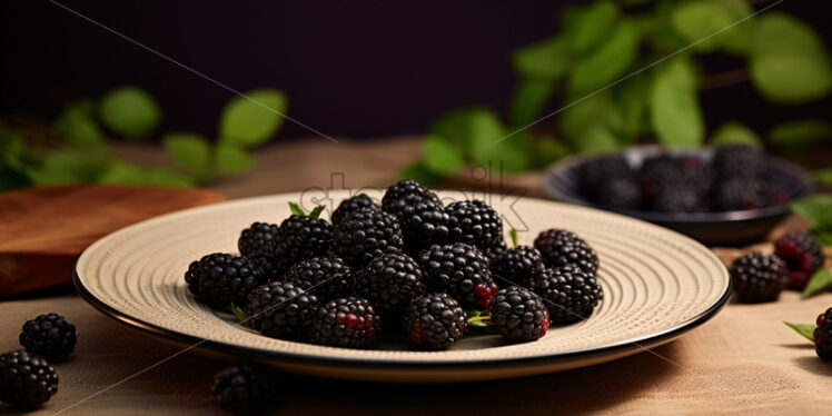 Blackberries on a ceramic plate - Starpik Stock