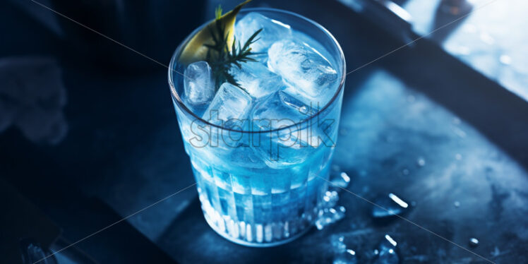 Blue gin cocktail with ice - Starpik Stock