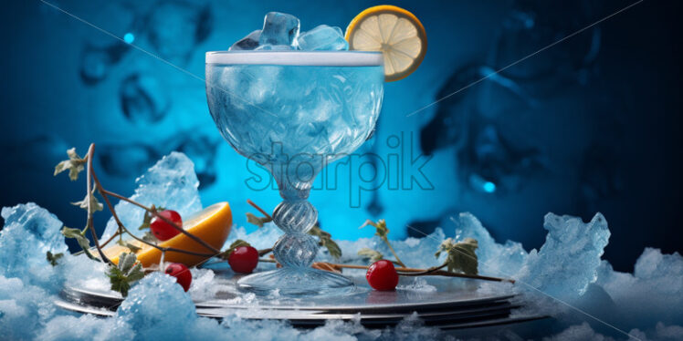 Blue gin cocktail with ice - Starpik Stock