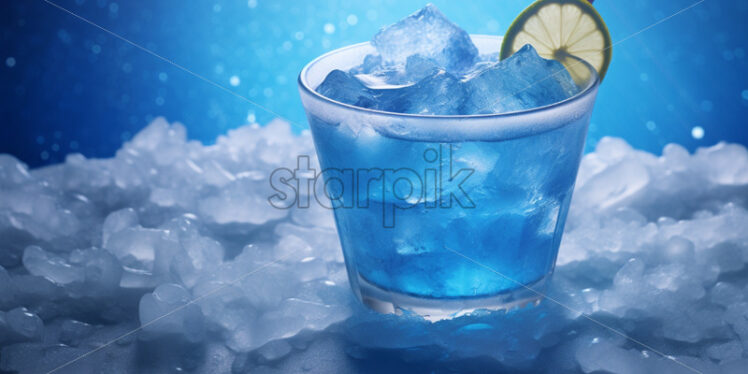 Blue gin cocktail with ice - Starpik Stock