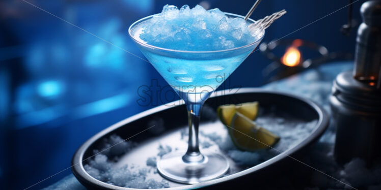 Blue gin cocktail with ice - Starpik Stock