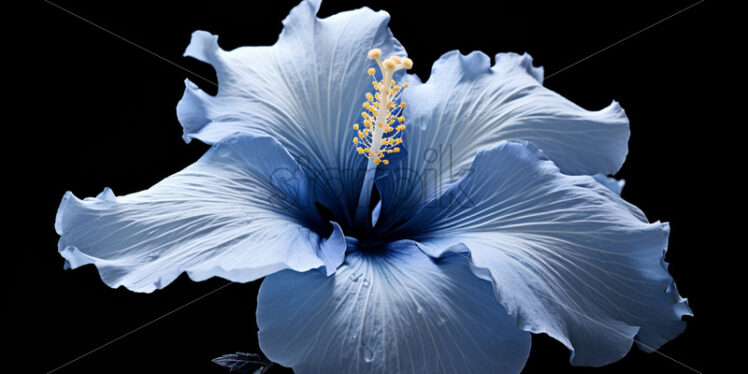 Blue-white hibiscus on a black background - Starpik Stock