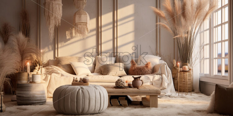 Boho style living room natural light and comfortable furniture - Starpik