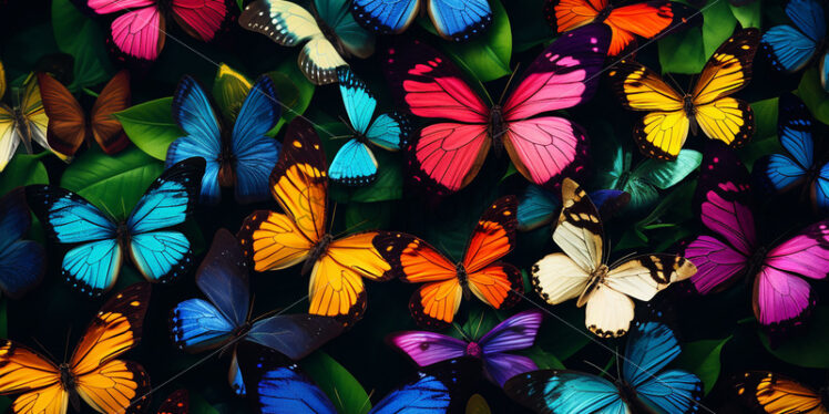 Butterflies of different colors forming a background - Starpik Stock