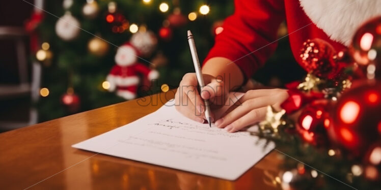 Child writing a letter to Santa - Starpik Stock