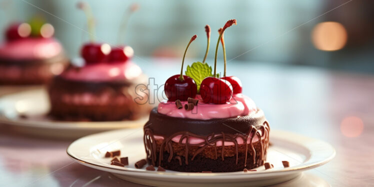 Chocolate cake with cherry on top - Starpik Stock