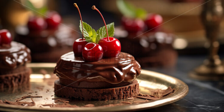 Chocolate cake with cherry on top - Starpik Stock