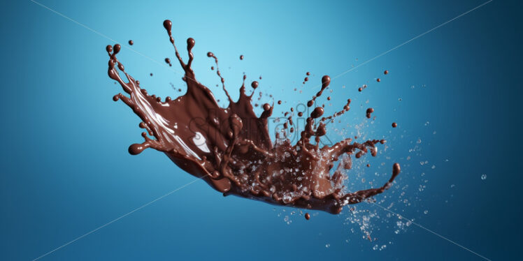 Chocolate splash on blue background - Starpik Stock