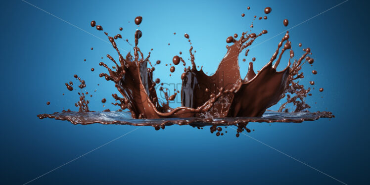 Chocolate splash on blue background - Starpik Stock