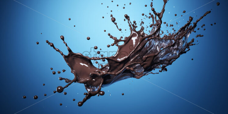 Chocolate splash on blue background - Starpik Stock