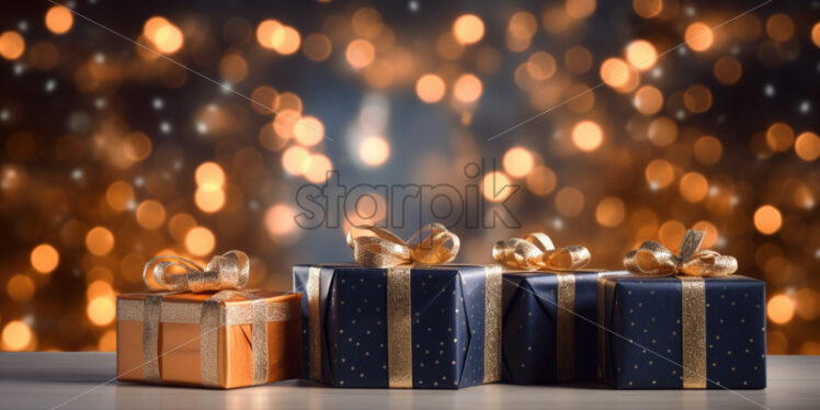 Christmas Blue giftbox festive lights backgrounds - Starpik Stock