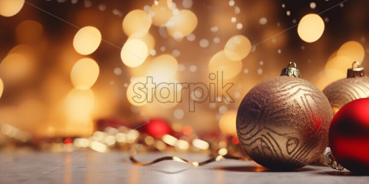 Christmas tree toys on a blurred background - Starpik Stock