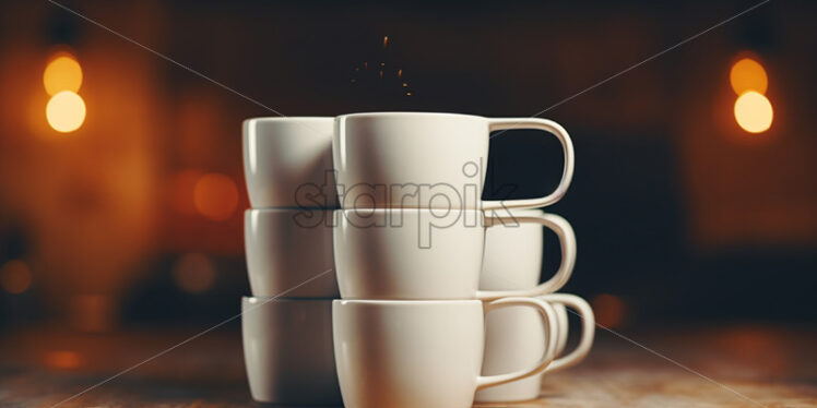 Coffee cups arranged one on top of the other - Starpik Stock