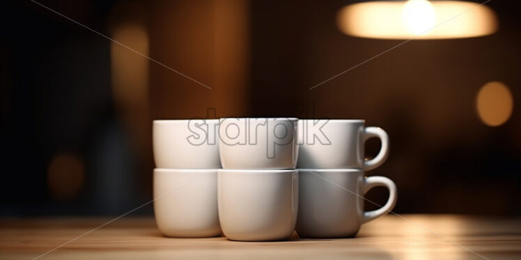 Coffee cups arranged one on top of the other - Starpik Stock