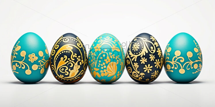 Colored Easter eggs on a white background - Starpik Stock