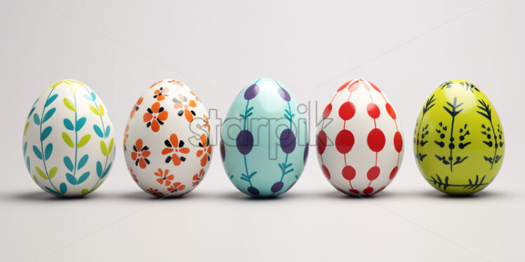 Colored Easter eggs on a white background - Starpik Stock