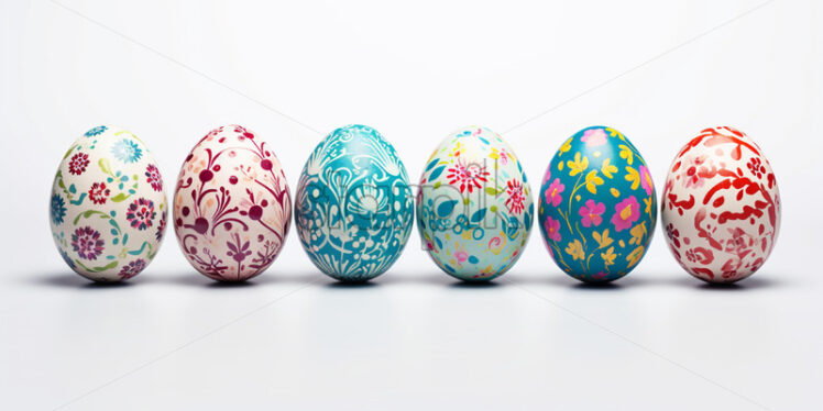 Colored Easter eggs on a white background - Starpik Stock