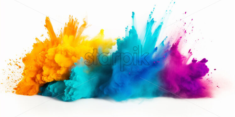 Colored powder, explosion on white background - Starpik Stock