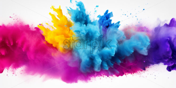 Colored powder, explosion on white background - Starpik Stock