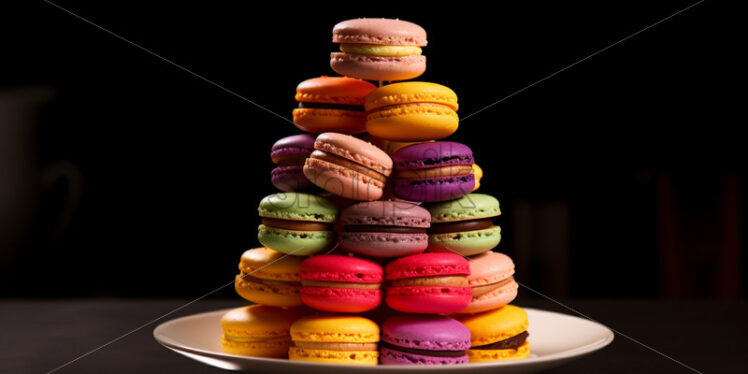 Colorful Macarons dessert on a plate - Starpik Stock