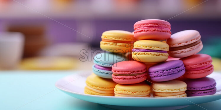 Colorful Macarons dessert on a plate - Starpik Stock