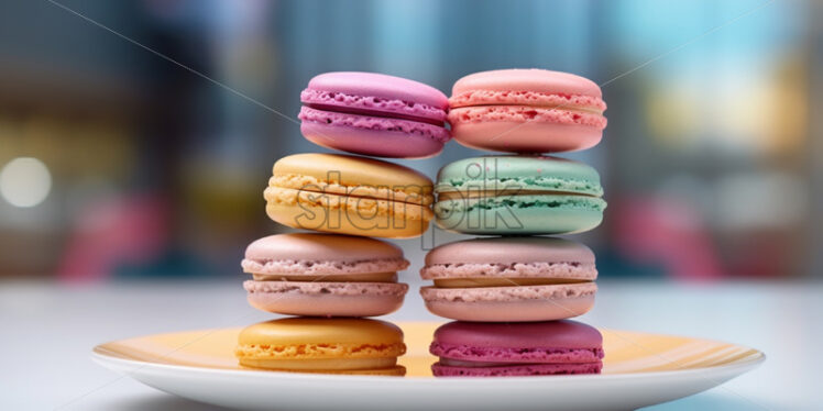 Colorful Macarons dessert on a plate - Starpik Stock