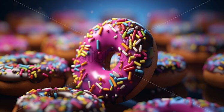 Colorful and delicious donuts, background - Starpik Stock