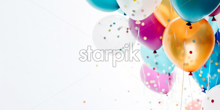 Colorful birthday balloons and confetti - Starpik Stock