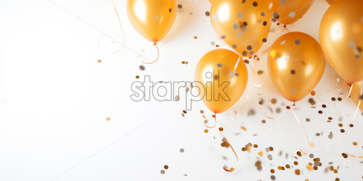 Colorful birthday balloons and confetti - Starpik Stock