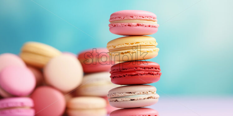 Colorful macarons on a pastel background - Starpik Stock