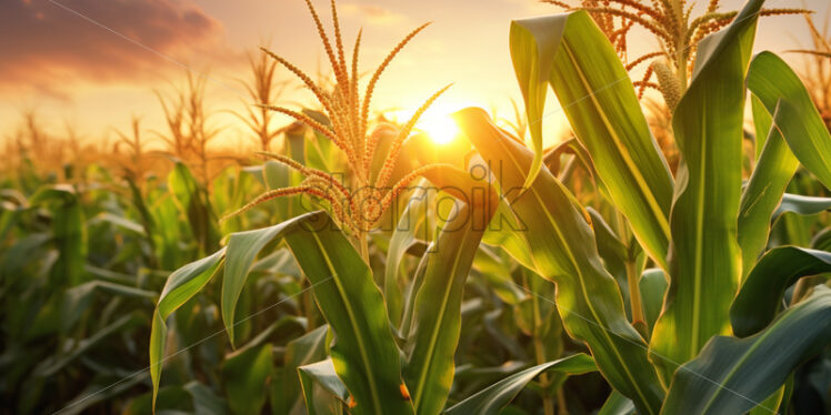 Corn field background sunset - Starpik Stock