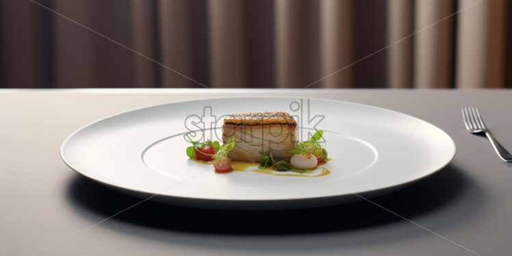 Culinary delight on a white plate - Starpik Stock