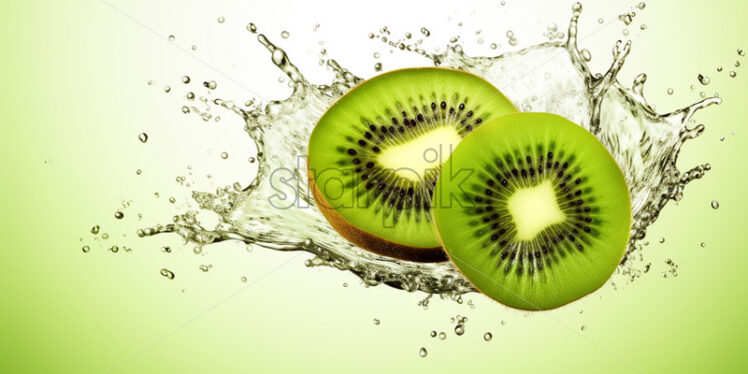 Cut kiwi slices in water - Starpik Stock