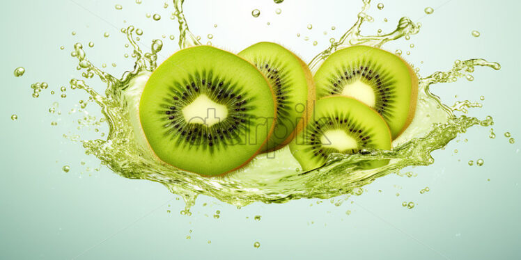 Cut kiwi slices in water - Starpik Stock