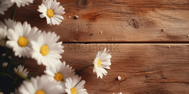 Daisy flowers on a wooden table - Starpik Stock