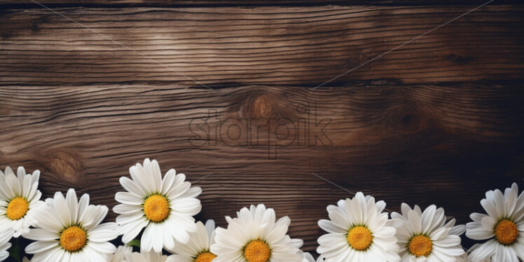 Daisy flowers on a wooden table - Starpik Stock