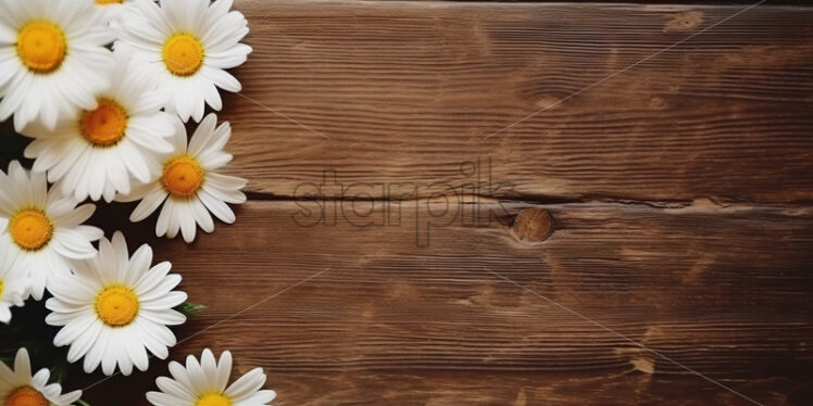 Daisy flowers on a wooden table - Starpik Stock