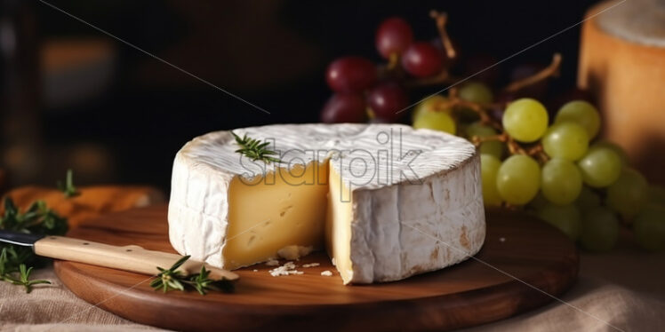 Delicious French cheese on a wooden table - Starpik Stock