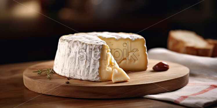 Delicious French cheese on a wooden table - Starpik Stock