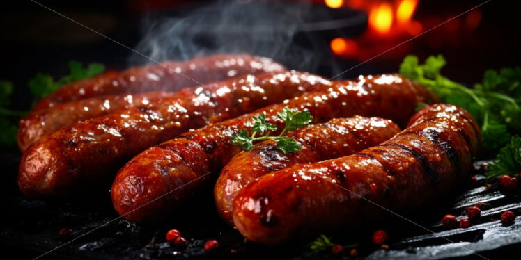 Delicious sausages on the grill - Starpik Stock