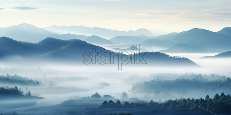 Dense fog over the hills - Starpik Stock