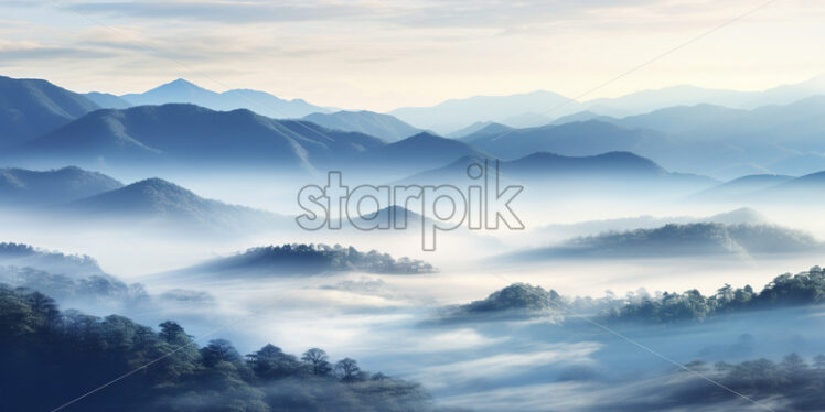 Dense fog over the hills - Starpik Stock