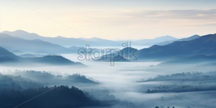 Dense fog over the hills - Starpik Stock